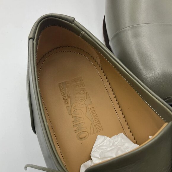 Salvatore Ferragamo Men's Gavino Lace-up Leather Shoes Olivo Calf Size 13 D - Picture 9 of 12